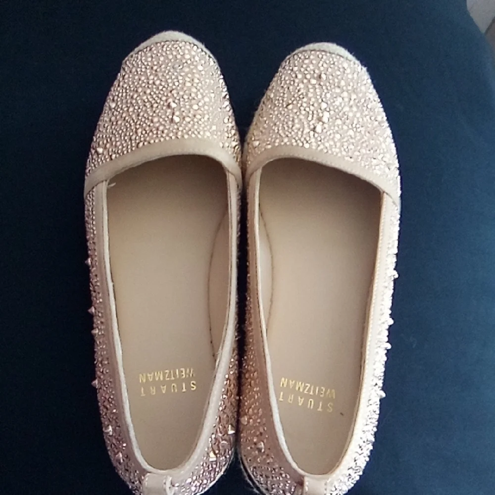 Stuart Weitzman Gold Beaded Espadrilles